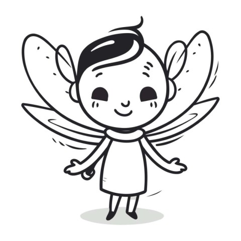 Angel Cartoon Vector Illustration of a Cute Angel with Wings