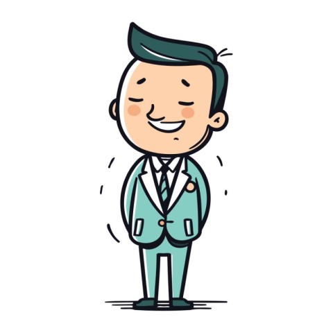 Smiling Businessman Wearing Suit Vector Cartoon Character Illu