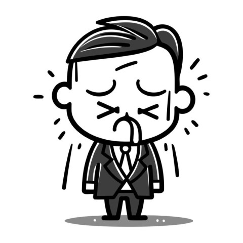 Sick Cartoon Businessman Vector Illustration