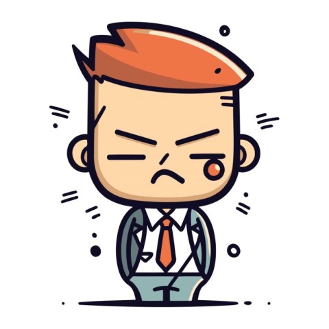 Angry Businessman Cartoon Vector Illustration of Businessman C