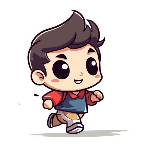 Boy running Cute Cartoon Vector Illustration