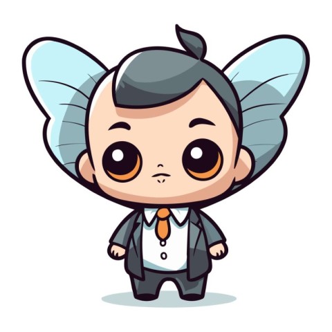 Funny Butterfly Mascot Businessman Cartoon Vector Illustration