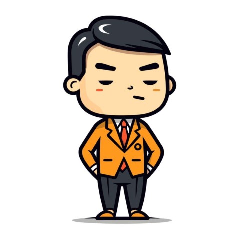 Businessman Wearing Suit Cartoon Vector Illustration
