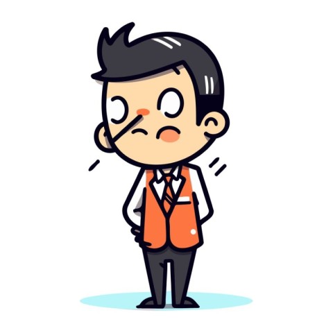 Sad Businessman Cartoon Vector Illustration. Stressed Business