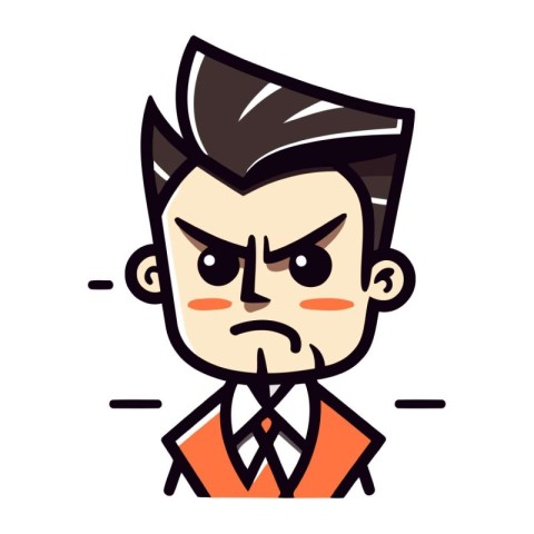 Angry Boss Cartoon Vector Illustration. Isolated on White Back