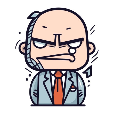 Angry Boss Cartoon Vector Illustration of Businessman Characte