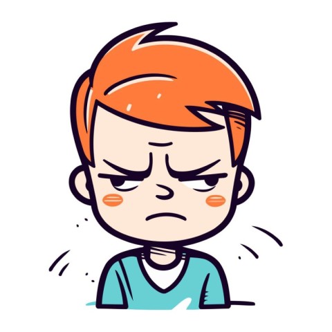 Illustration of a Cute Boy Crying with Sad Expression Vector