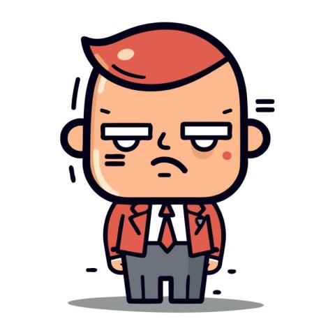 Angry Face Cartoon Businessman Vector Illustration