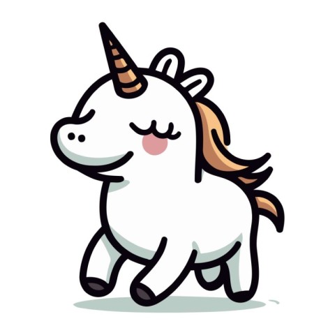 Unicorn Cartoon Vector Illustration. Isolated on White Backgro
