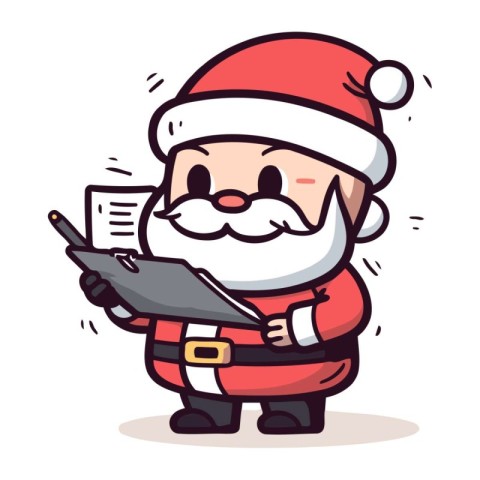 Santa Claus writing letter Cute Cartoon Santa Claus Vector Ill