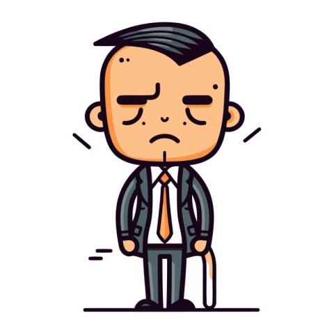 Sad Businessman Retro Cartoon Vector Illustration