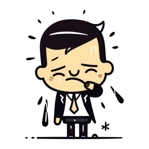 Businessman Crying Cartoon Vector Illustration