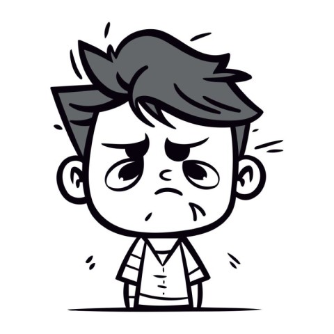 Angry Cartoon Boy Face Retro Vector Illustration