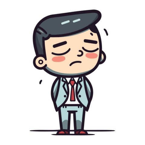 Sad Businessman Cartoon Vector Illustration of Stressed Busine