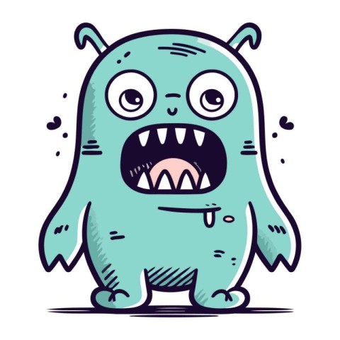Funny cartoon monster. Vector illustration of a monster with emo