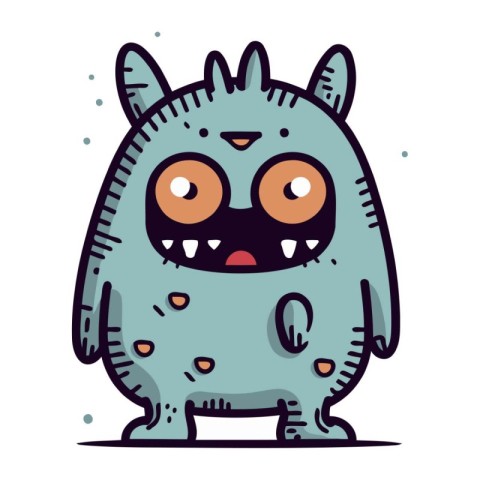 Funny cartoon monster. Vector illustration isolated on a white b