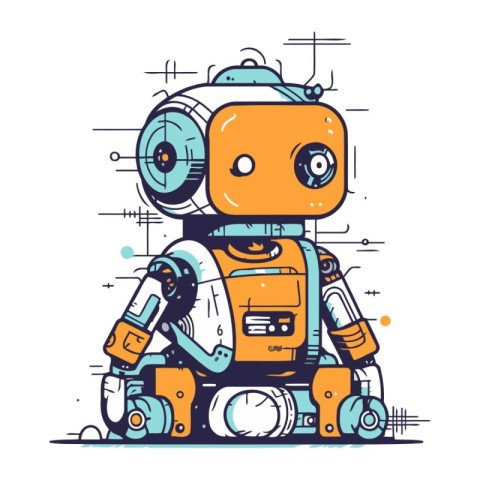 Robot. Cute cartoon character. Isolated vector illustration.