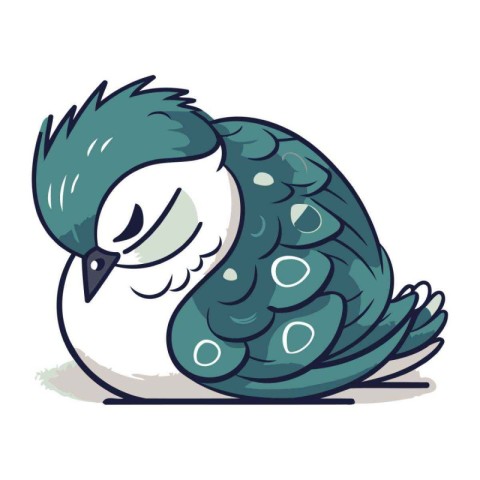 Illustration of a Cute Blue Bird on White Background Vector