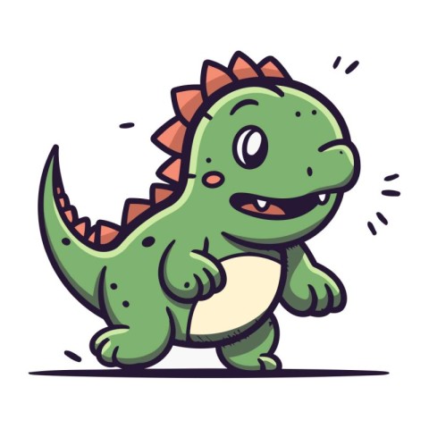Cute cartoon dinosaur on white background. Vector illustration f