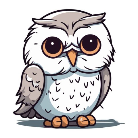 Cute cartoon owl isolated on a white background. Vector illustra
