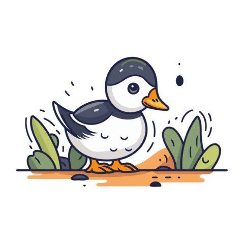Cute cartoon penguin. Vector illustration isolated on white back