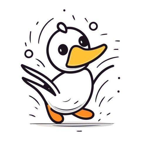 Illustration of a cute cartoon duck on a white background vect