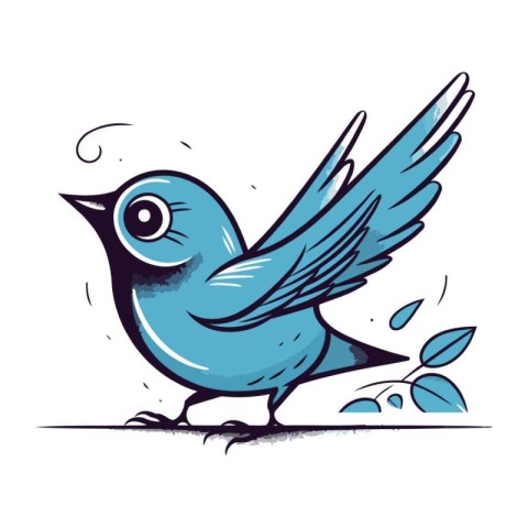 Illustration of a cute blue bird on a white background vector
