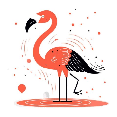 Flamingo. Hand drawn vector illustration in flat cartoon style.