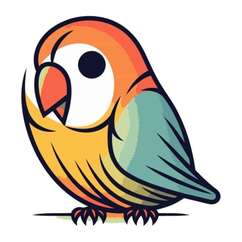 Illustration of a cute little parrot on white background vecto