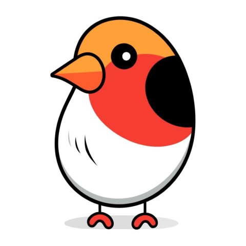 Bullfinch Bird Cartoon Vector Illustration Isolated on White B