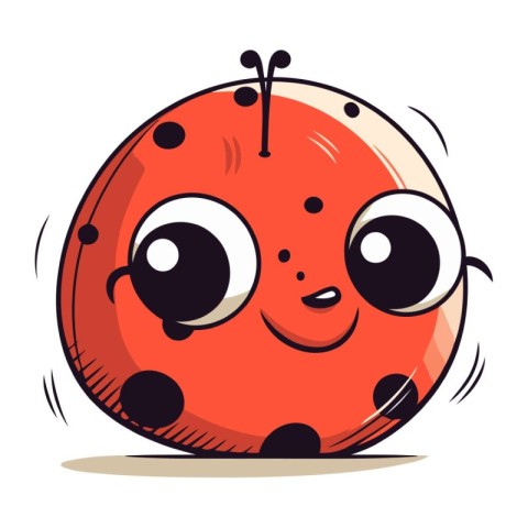 Cute cartoon ladybug isolated on white background. Vector illust