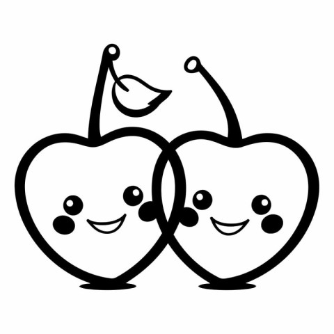 apple fruit kawaii character vector illustration design black a