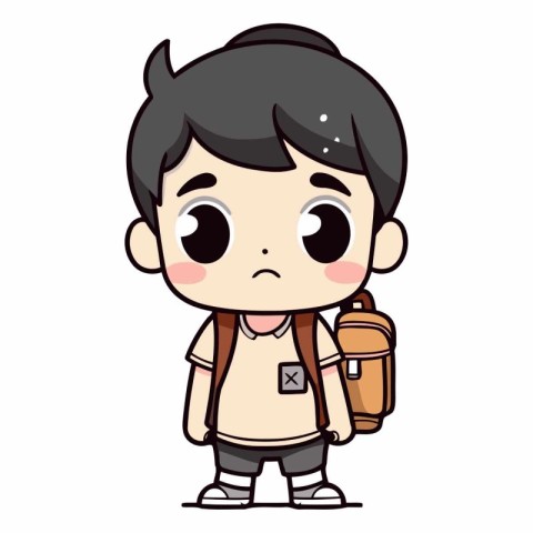 Boy with backpack - Cute Cartoon Vector Illustration