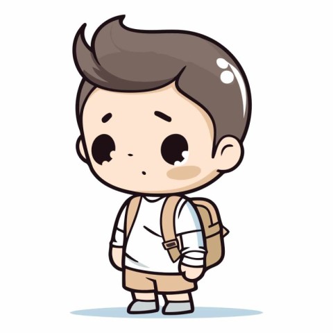 Boy with backpack - Cute Cartoon Vector Illustration