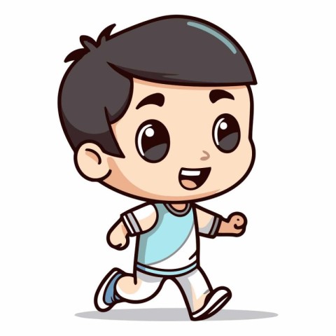 Running - Cute Cartoon Boy Vector Illustration