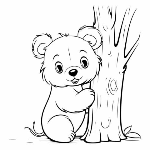 Coloring book for children: bear in the tree