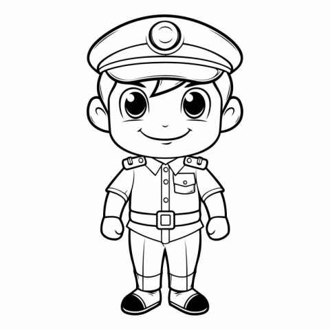 Coloring book for children: Boy in police uniform (policeman)