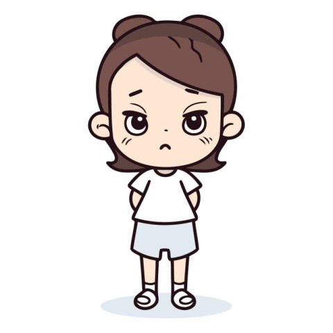 Angry Little Girl - Retro Cartoon Vector Illustrationï»Â