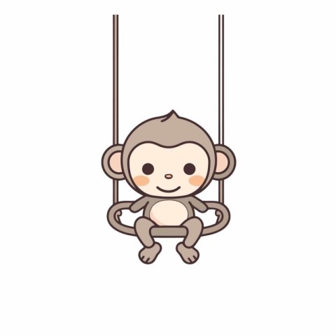 cute monkey on swing isolated icon design graphic