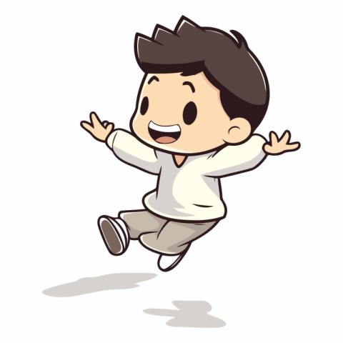 Boy Jumping - Vector Cartoon Illustration;