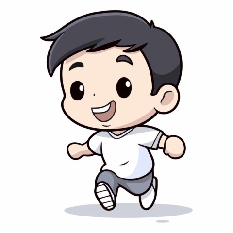 Cute Boy Running - Cartoon Vector Illustration