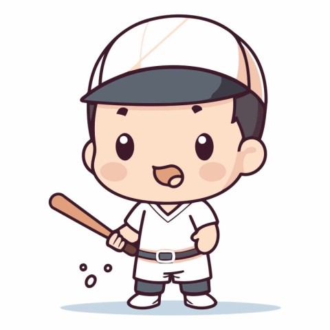 Baseball player - Cute Cartoon Vector Illustration.