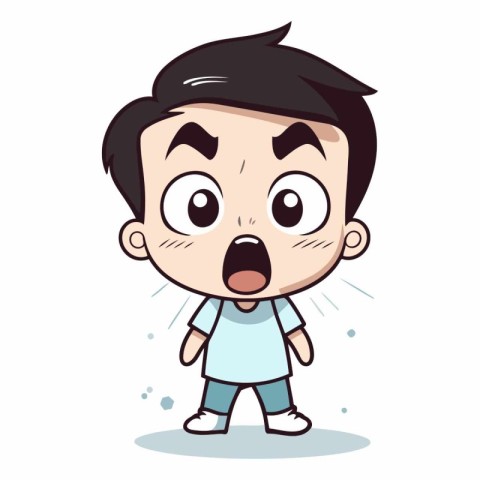 Surprised boy - Cute Cartoon Vector Illustration