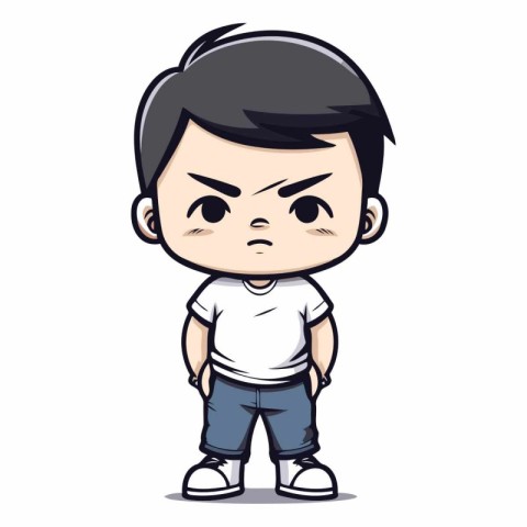 Angry Boy - Colorful Cartoon Vector Illustration