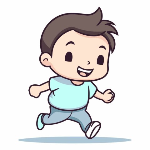 Running - Cute Little Boy Cartoon Vector Illustrationï»Â