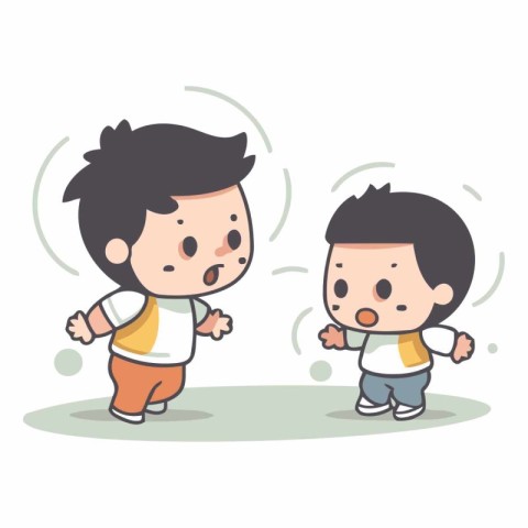 cute little boy and girl character vector design.