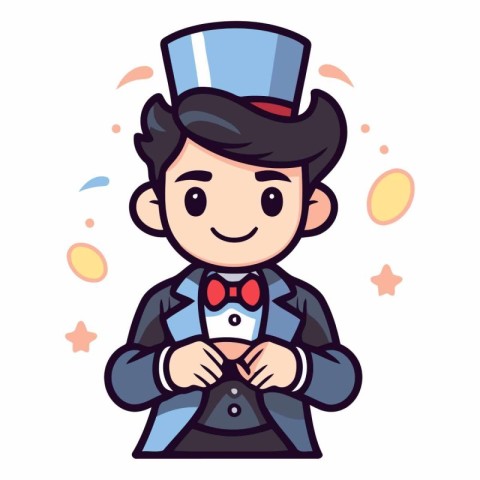 Magician Boy Vector - Cartoon Character Illustration