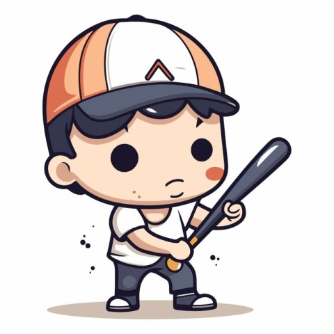 Baseball player - Cute Cartoon Vector Illustration