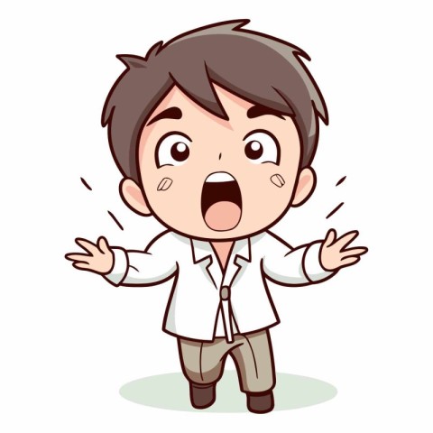 Surprised boy - Cute Cartoon Vector Illustration