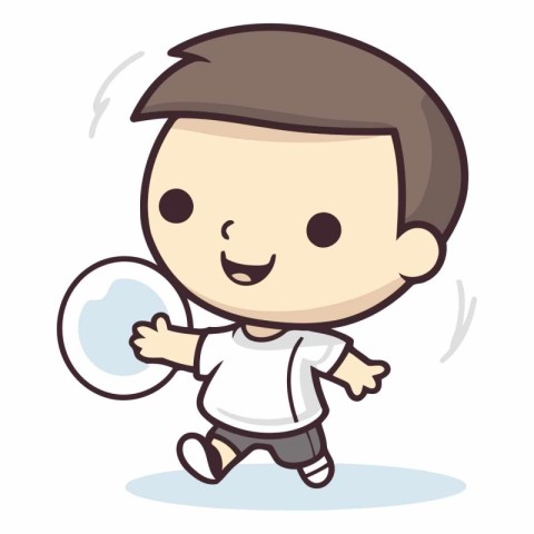 Boy running with circle - Cartoon Vector Illustrationï»Â